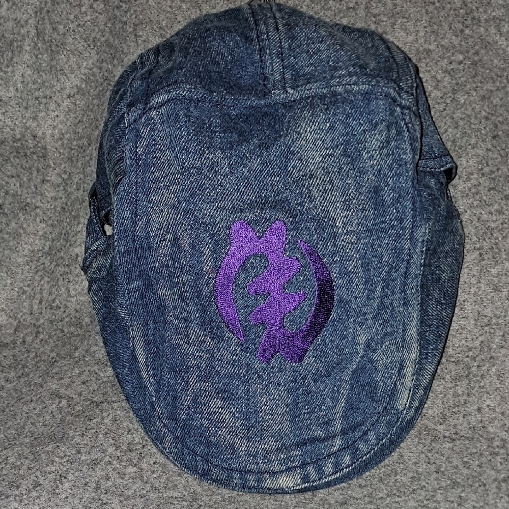 Hana Denim Cap with Purple Logo